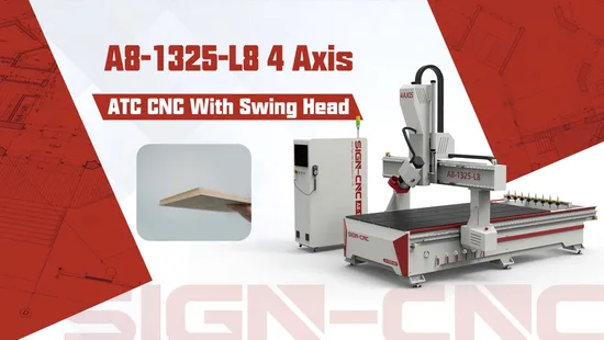 1325 1530 Atc Metal Engraving 4 Axis CNC Router with Rotating Spindle 18 Degree
